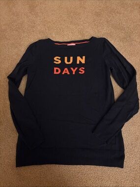 Lilly Pulitzer Black Crewneck Sweater with Orange & Yellow 'SUN DAYS' Text